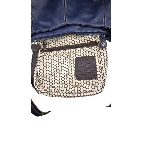 Brighton Vintage Navy Leather Crossbody Bag Embossed Detail & Adjustable Strap - Picture 11 of 16